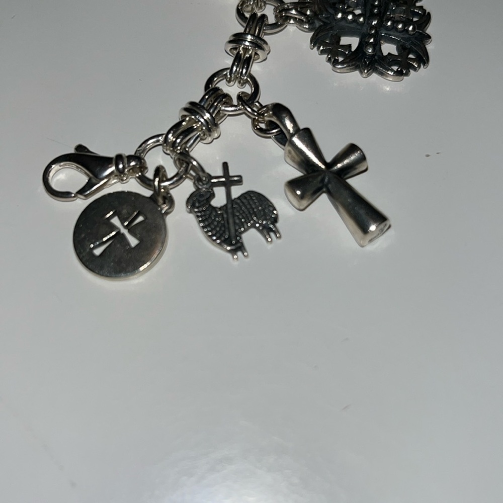 James Avery silver charm bracelet crosses, doves, sheep & shells Christian theme - Picture 7 of 10